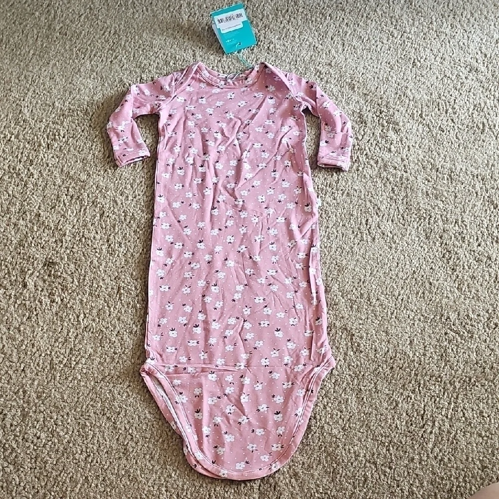 Posh Peanut Bamboo Pink Floral Knotted Gown 0 3M